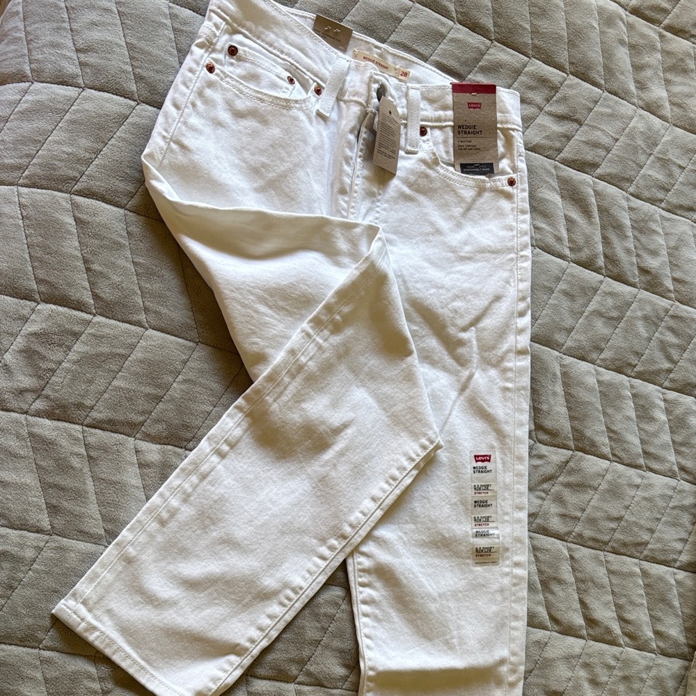 Levi's White High-Rise Straight-Leg Jeans